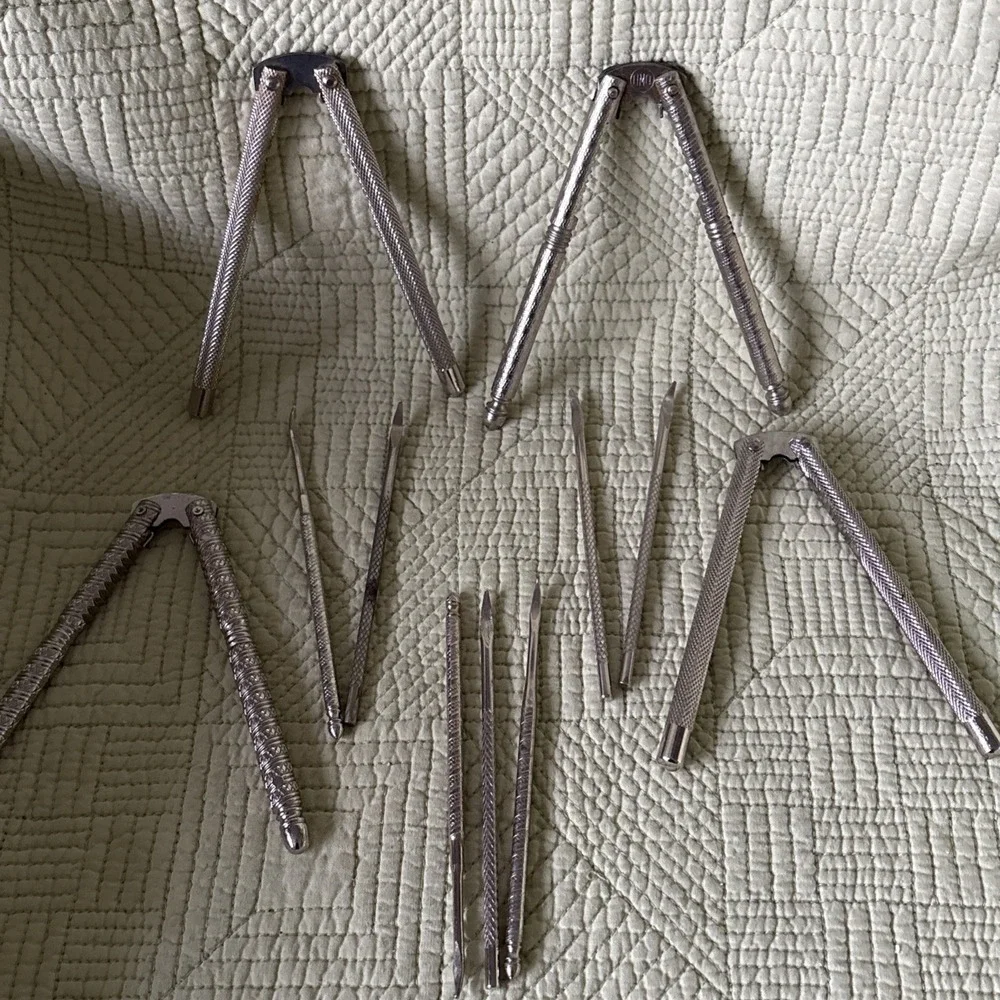 Nutcracker Pick Set 11 pc Textured Metal Vintage Nut Seafood Picks Crab Lobster